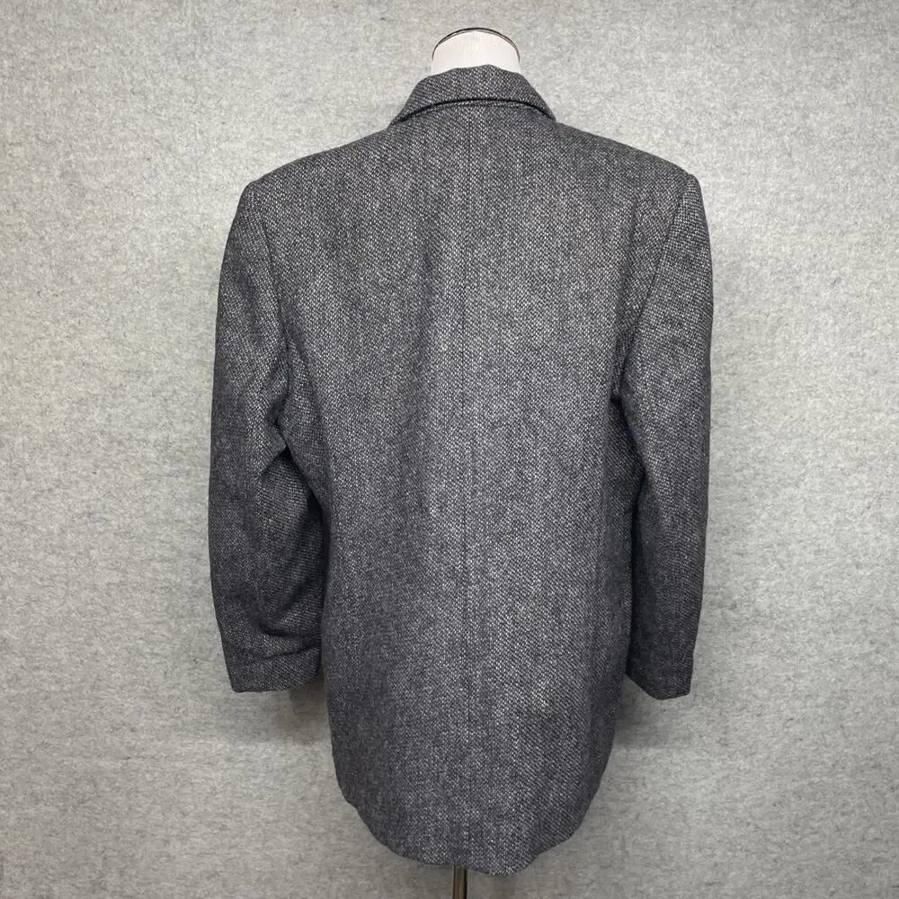 Vtg Character Suburban Wear W 18 Grey 100% Wool Speckled Tweed Blazer Classic